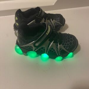 Kids' Black and Green Light-Up Sneakers